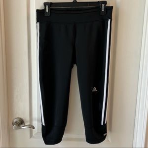 Adidas Running Tights Crop Leggings Classic Stripe MEDIUM EUC